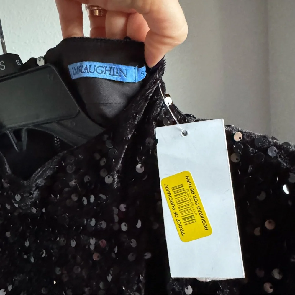 NWT J.McLaughlin Leeza Mini Black Sequin Shirt Dress Sz S - Picture 5 of 8